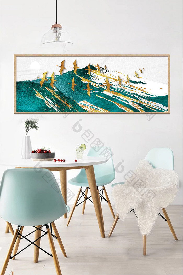 新中式质感金色抽象山水风景风光意境装饰画
