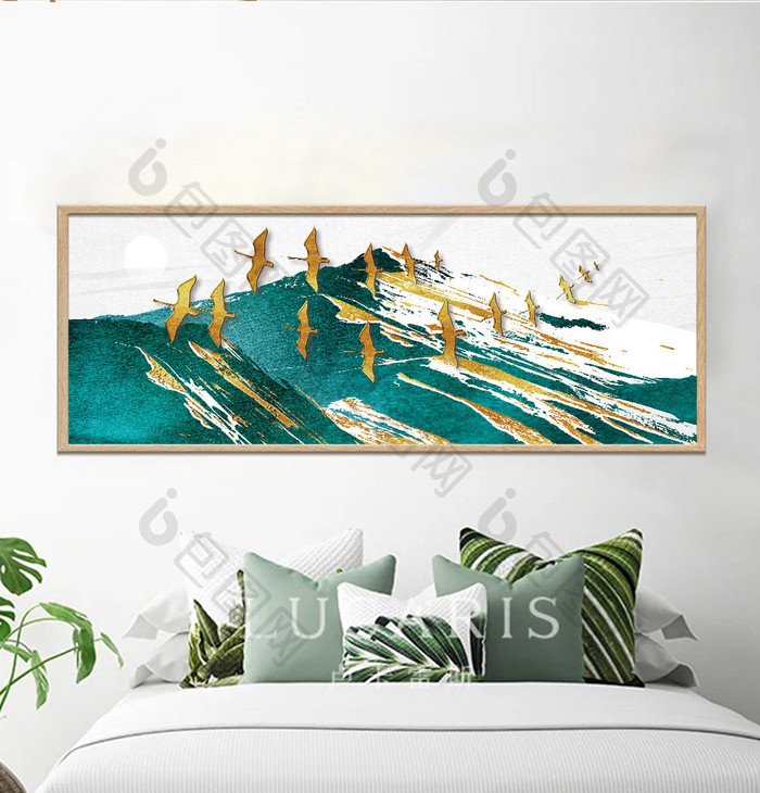 新中式质感金色抽象山水风景风光意境装饰画