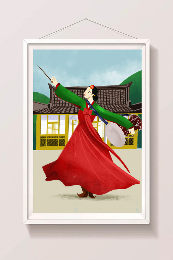 特色朝鲜族女子歌舞插画图片