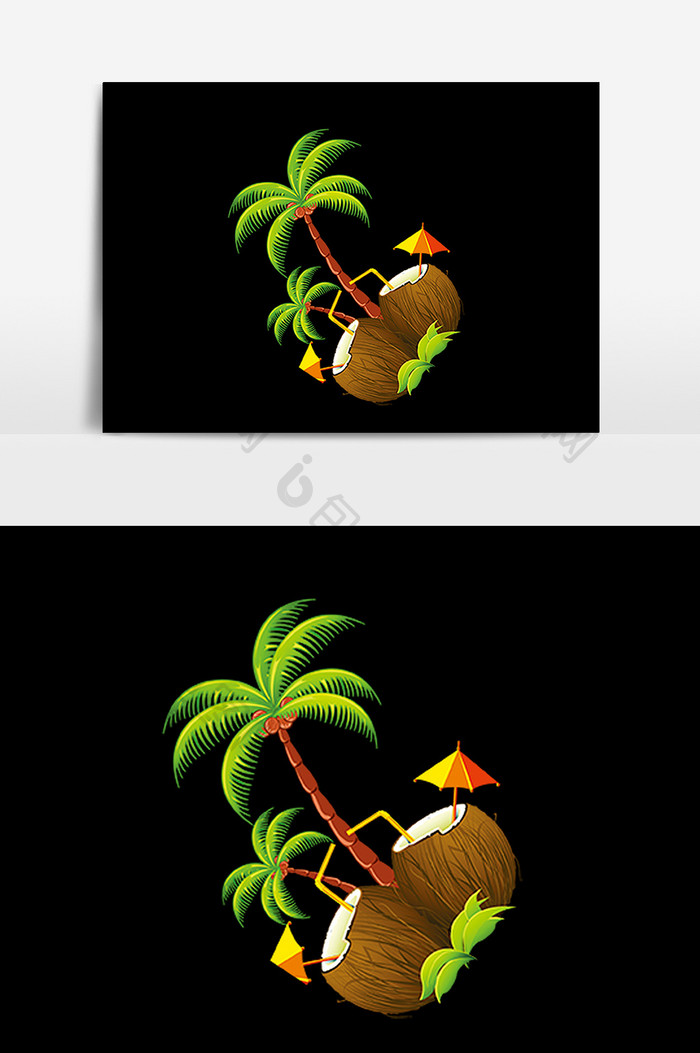 卡通椰子树植物设计元素