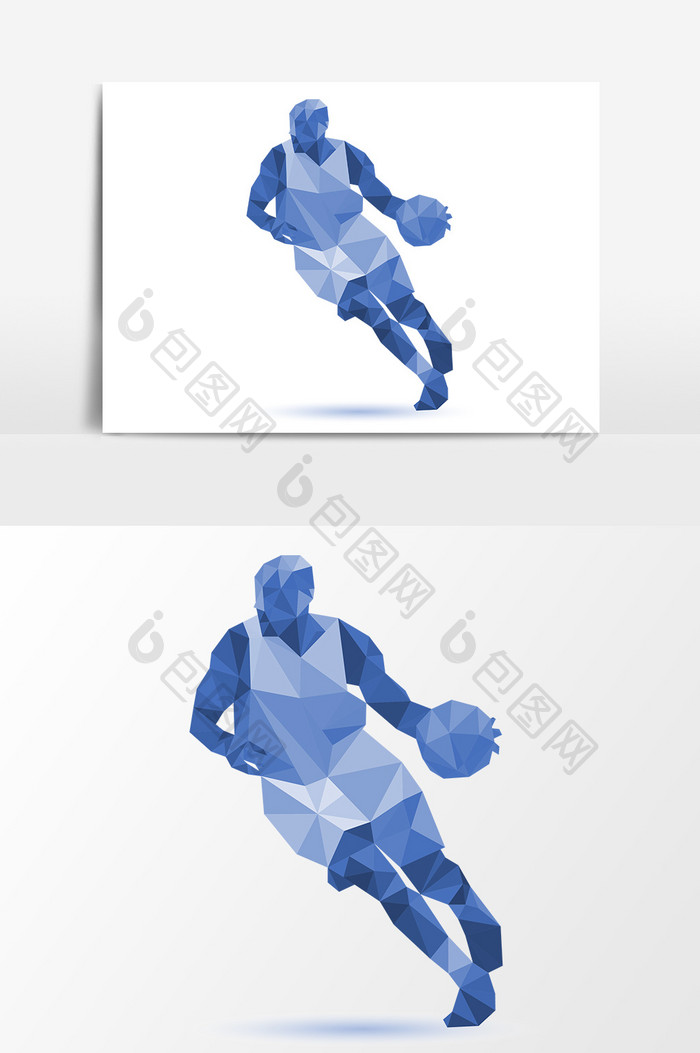 手绘篮球比赛运动人物剪影矢量素材