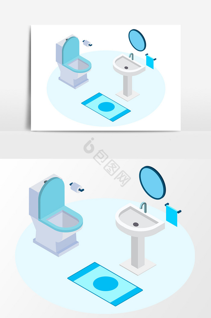 卫生间装饰插画图片