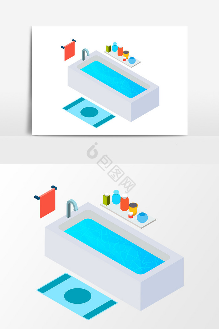卫生间浴缸插画图片