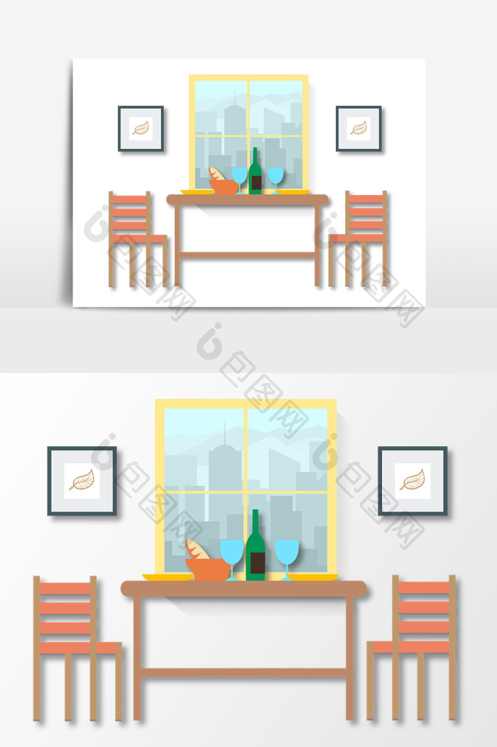 餐厅餐桌插画png下载-包图网