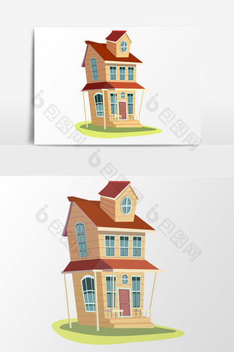 手绘小洋楼房子建筑素材图片