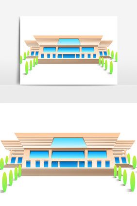 手绘高楼大厦建筑插画矢量素材