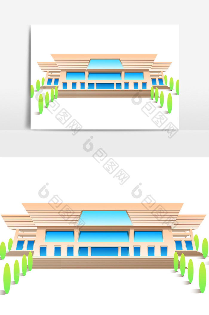 手绘高楼大厦建筑插画矢量素材