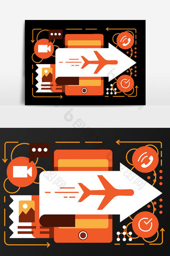手绘手机飞行模式信息通知图标矢量素材图片