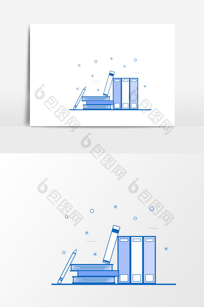 手绘卡通办公用品文件矢量素材