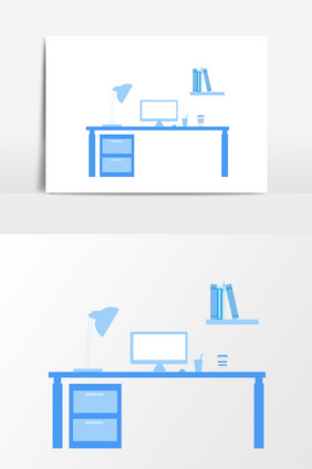 手绘卡通商务办公桌办公矢量素材