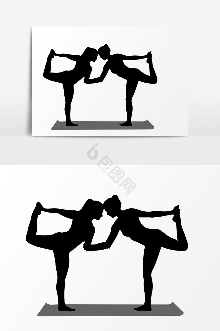 双人瑜伽人物剪影图片