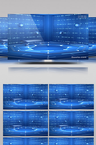 蓝色科技演播厅商务效果背景led视频图片