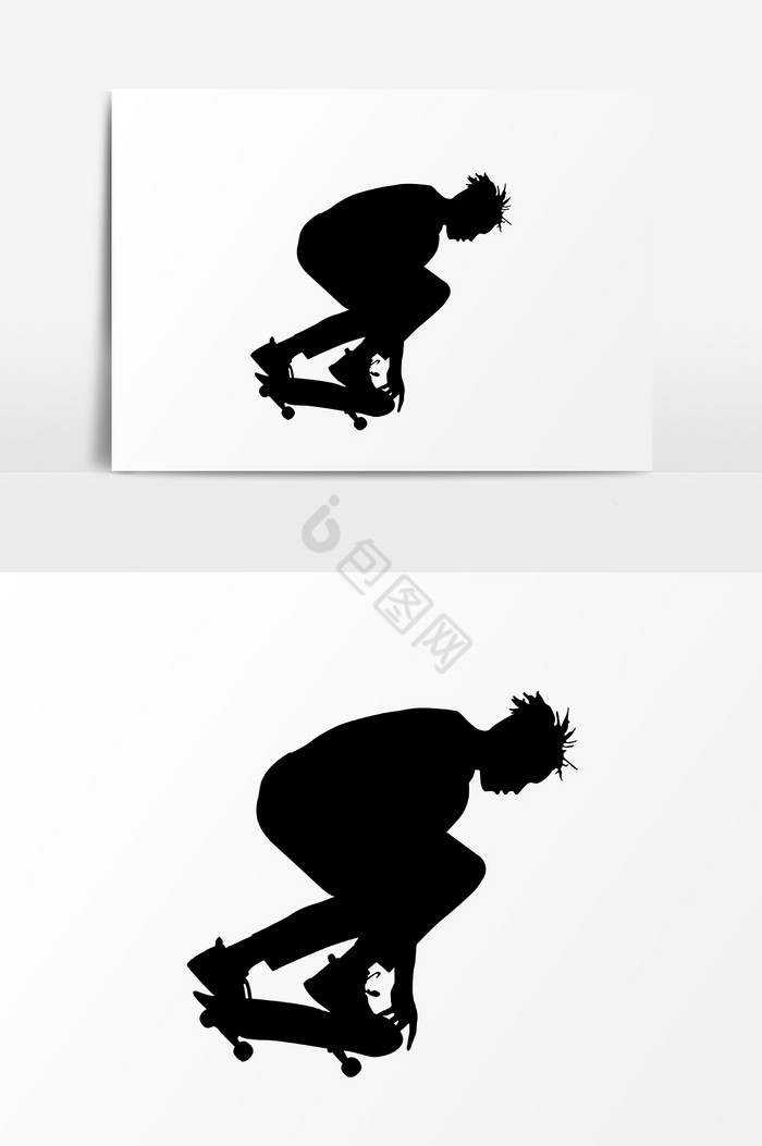 滑板男孩人物剪影图片