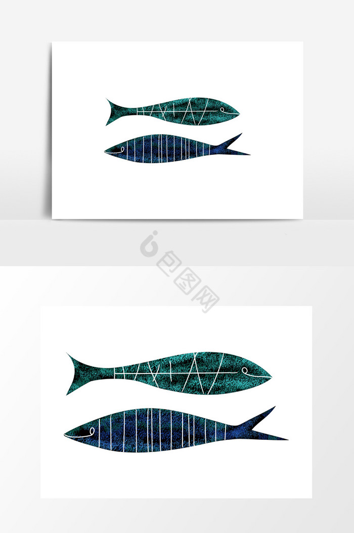海洋带鱼插画图片