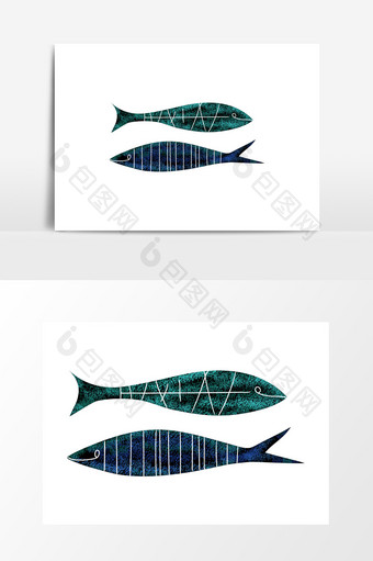 水彩海洋带鱼手绘插画元素图片