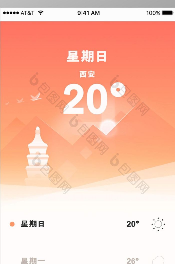 天气预告手机APP移动界面