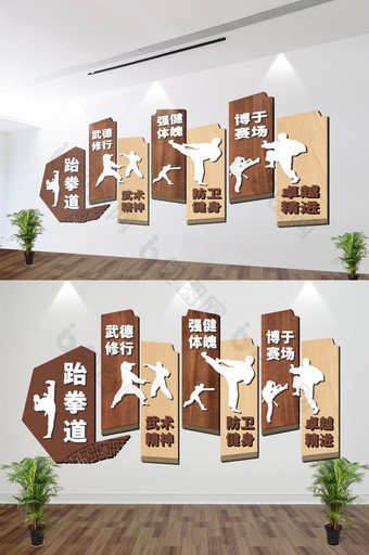 中国功夫武馆木质中华武术跆拳道文化墙展板图片
