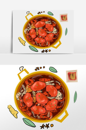 美味一锅螃蟹插画