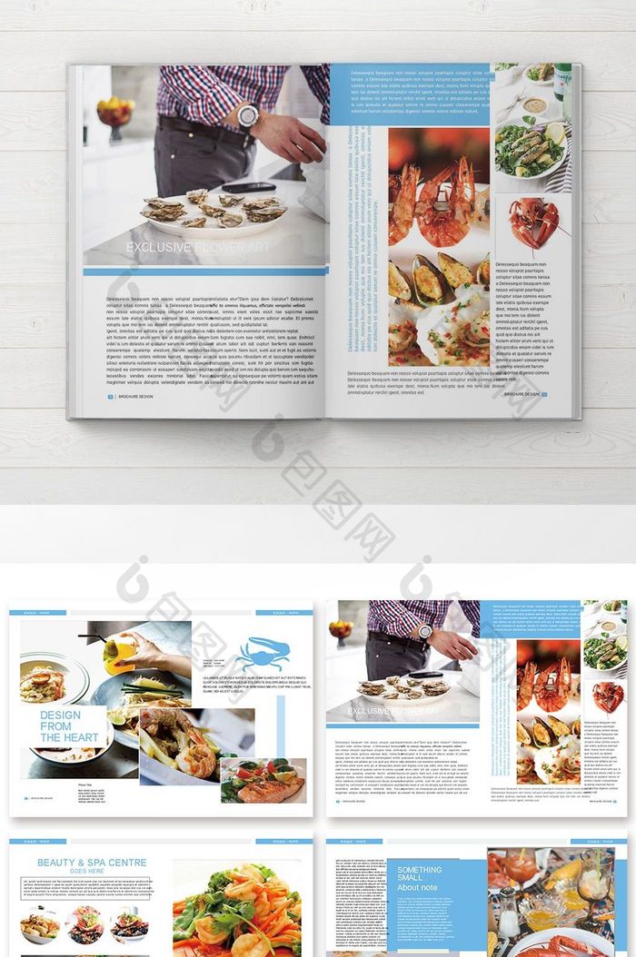 清新时尚海鲜美食宣传册