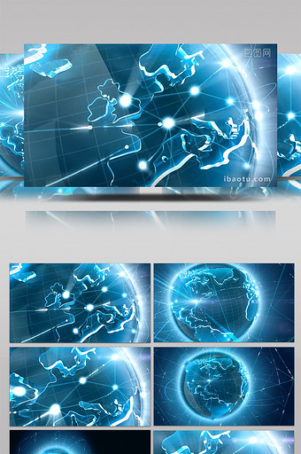 蓝色互联网区块链地球数据展示视频图片
