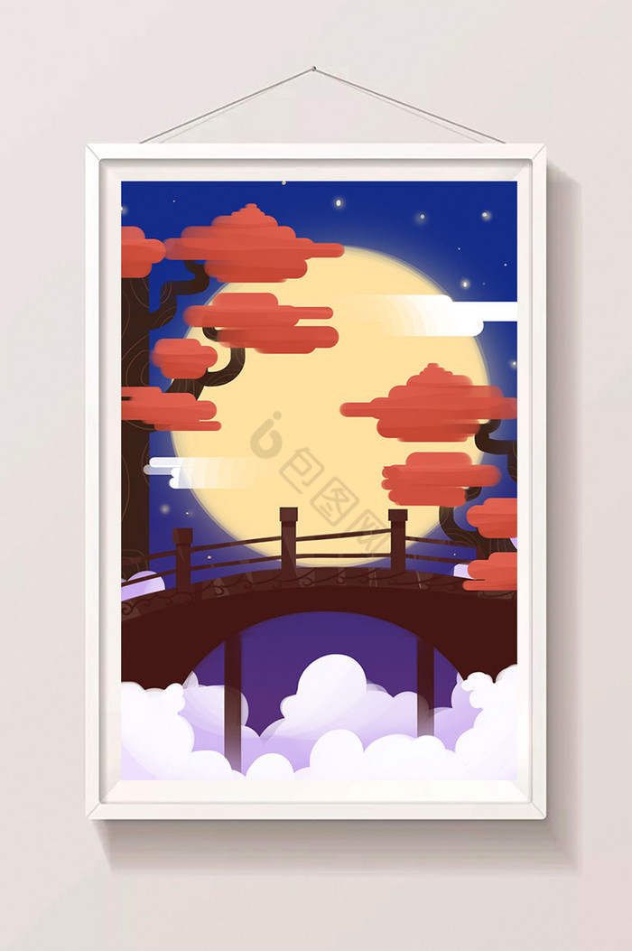 夜色天桥插画图片