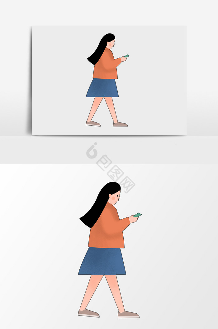 走路玩手机女人图片