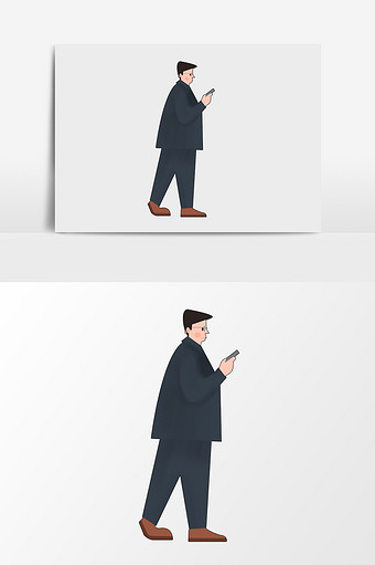 卡通手绘商务男人使用手机图片