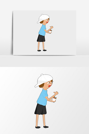 卡通手绘白色帽子男孩图片