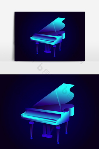 蓝色光感水晶钢琴图片
