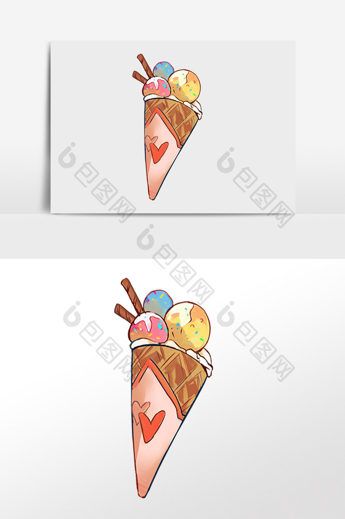 手绘冷饮冰淇淋插画素材