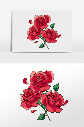 手绘玫瑰花朵花瓣插画素材