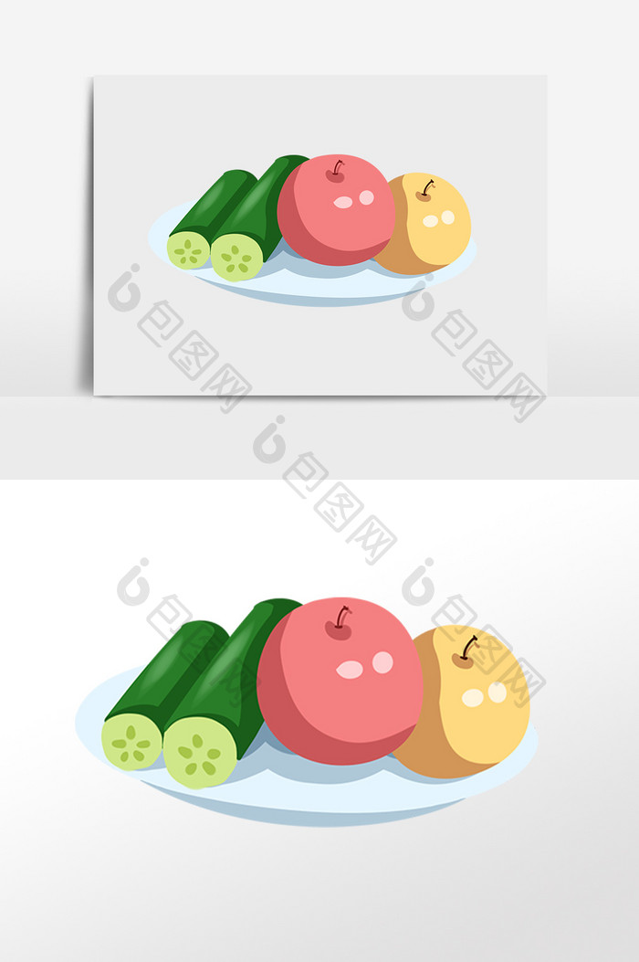 手绘蔬菜水果苹果插画素材