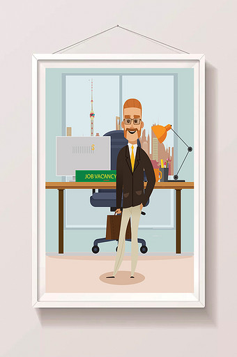 商务办公室西装男士金融题材插画图片