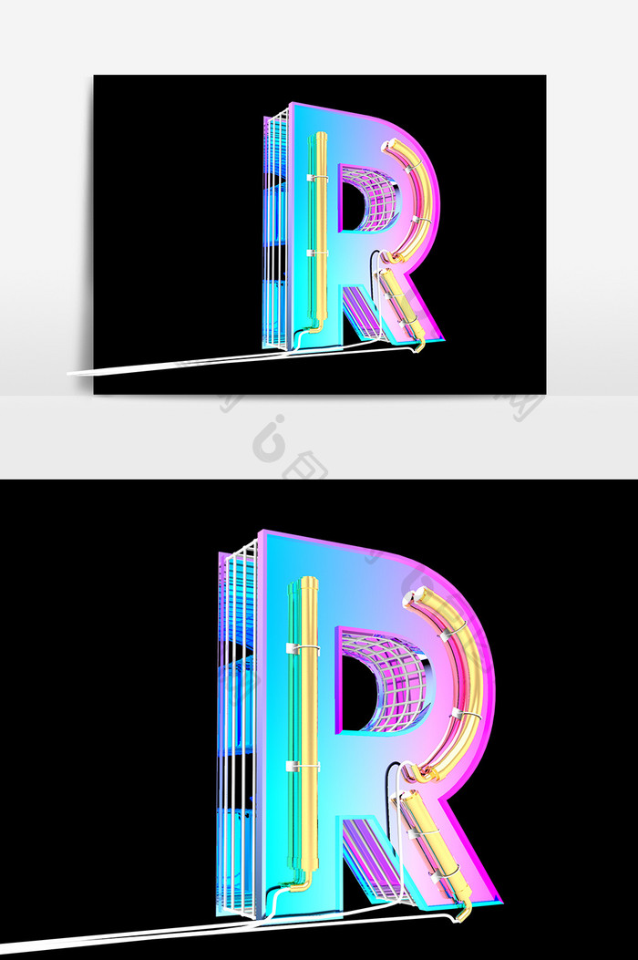 字母R艺术字元素素材海报电商