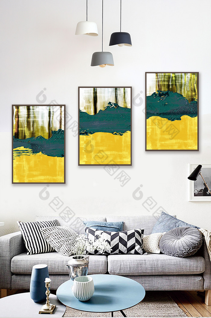 现代抽象黄色大色块客厅装饰画图片图片