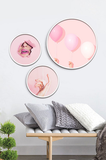 粉色系列北欧清新装饰画素材背景墙图片