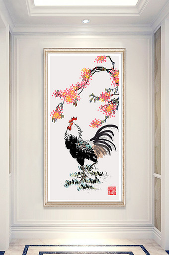 文艺淡彩水墨中国风风景动植物玄关装饰画图片