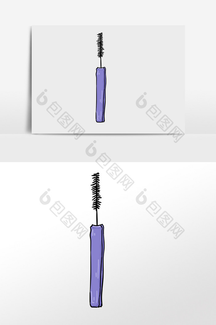 手绘化妆品睫毛刷插画元素