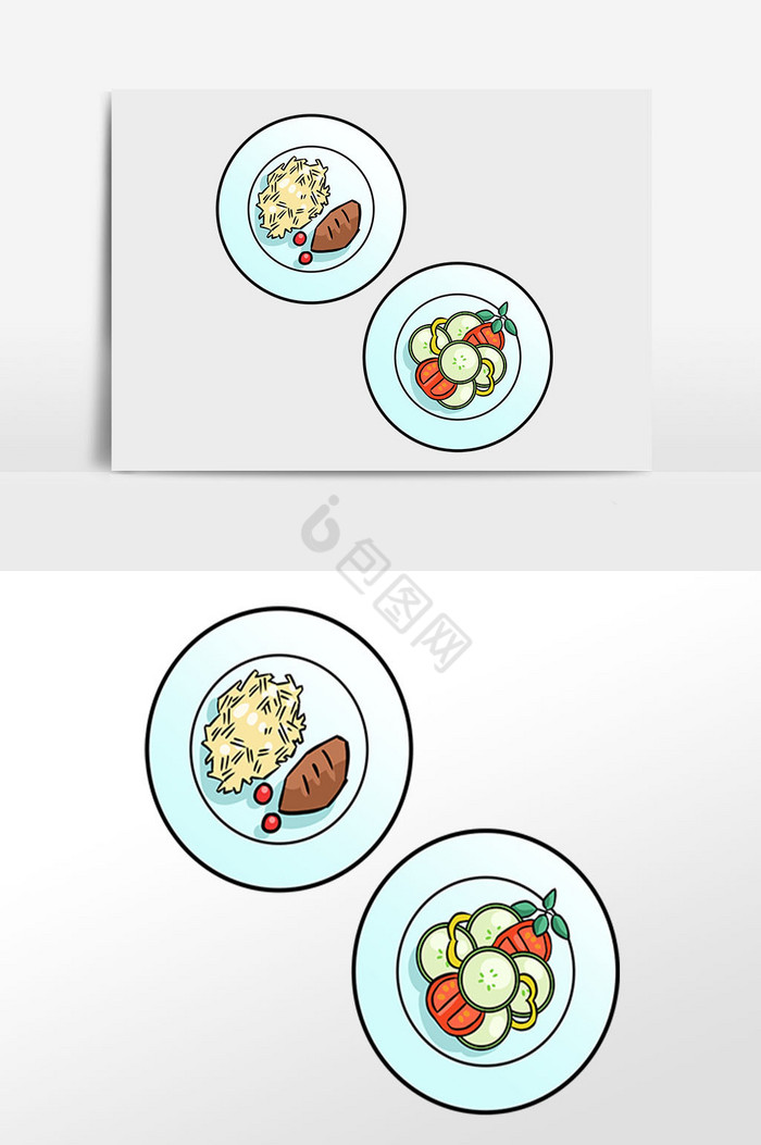 低脂减肥餐插画图片