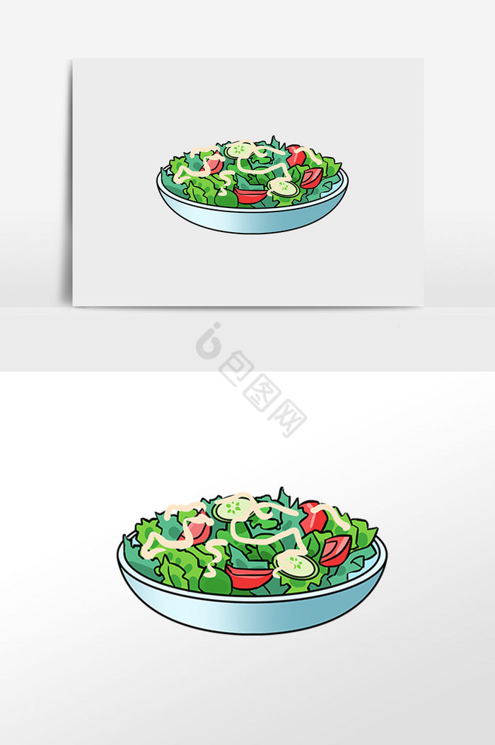 蔬菜水果沙拉插画图片