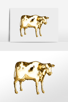 手绘金属奶牛插画元素