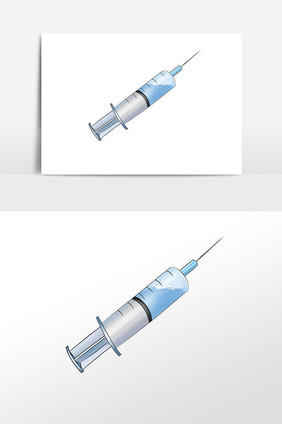 手绘医疗治疗针管插画元素