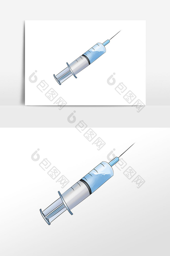 手绘医疗治疗针管插画元素