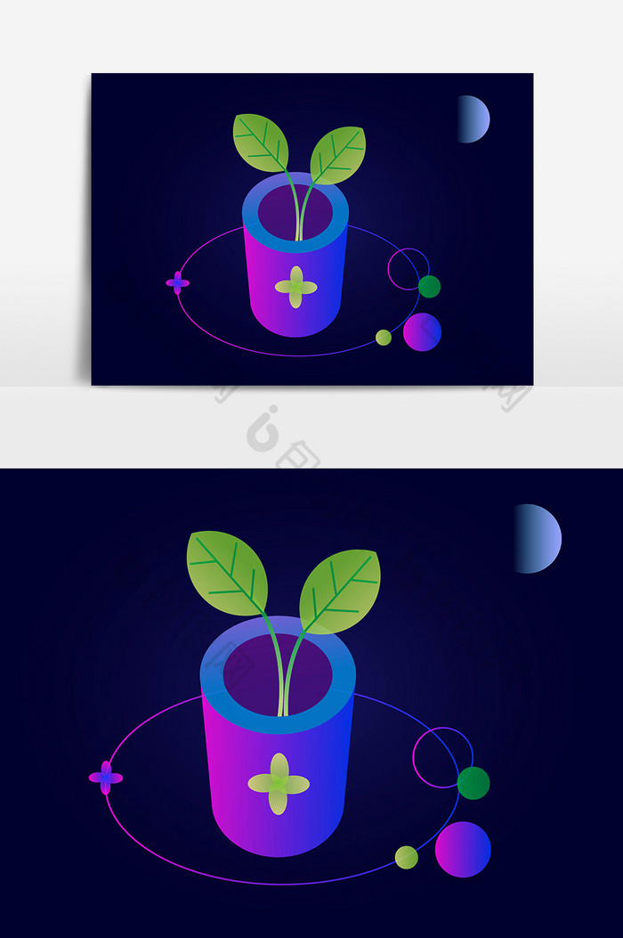 光感透气绿芽植物设计元素