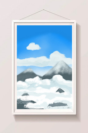 高原雪山蓝天白云背景