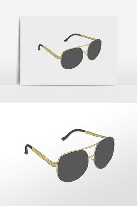 手绘黑色遮阳墨镜插画元素图片