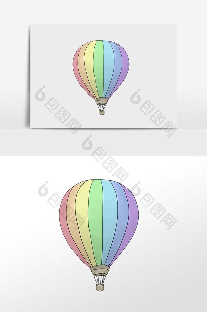 手绘彩色游玩氢气球插画元素