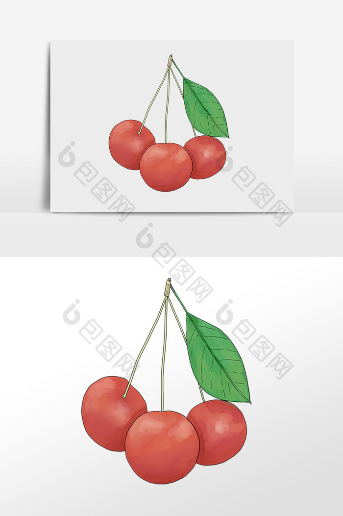 手绘水果红樱桃插画元素
