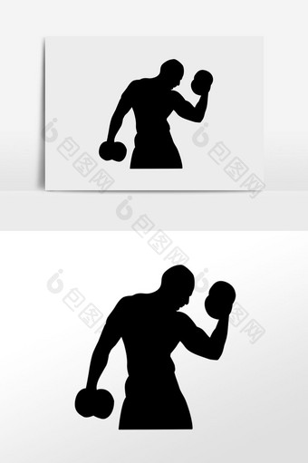 手绘健身男士剪影插画元素图片