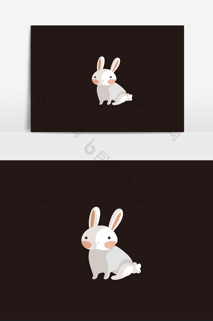 白色兔子插画设计